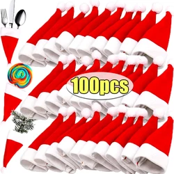 Wholesale Mini Santa Hat Wine Bottle Covers Lollipops Candy Caps Christmas Tableware Holder Bottle Cover Hats Xmas Party Decor