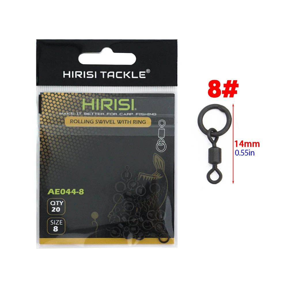 Hirisi 20-teilige Karpfenangeln-Wirbel, Druckknöpfe mit massivem Ring, Schnellwechsel-Angelhaken, Wirbel, Angelzubehör AE044
