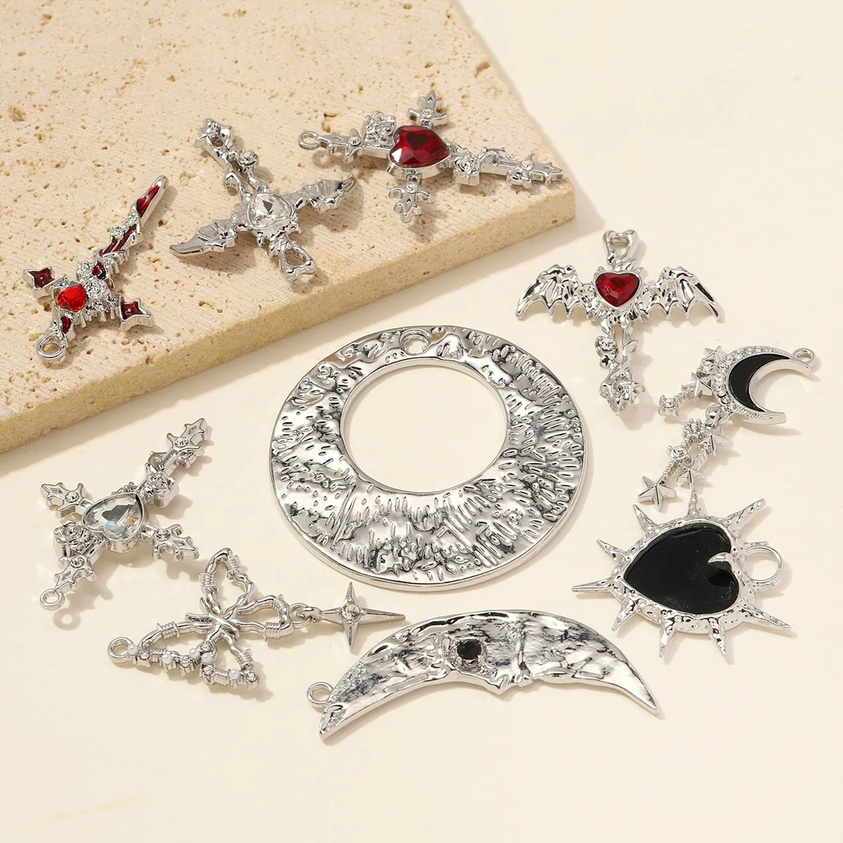 5pcs/lot High Polished Enamel Heart Moon Butterflry Star DIY Charm Woman Circle Cross Wing Zinc Alloy Necklace Pendant Jewelry