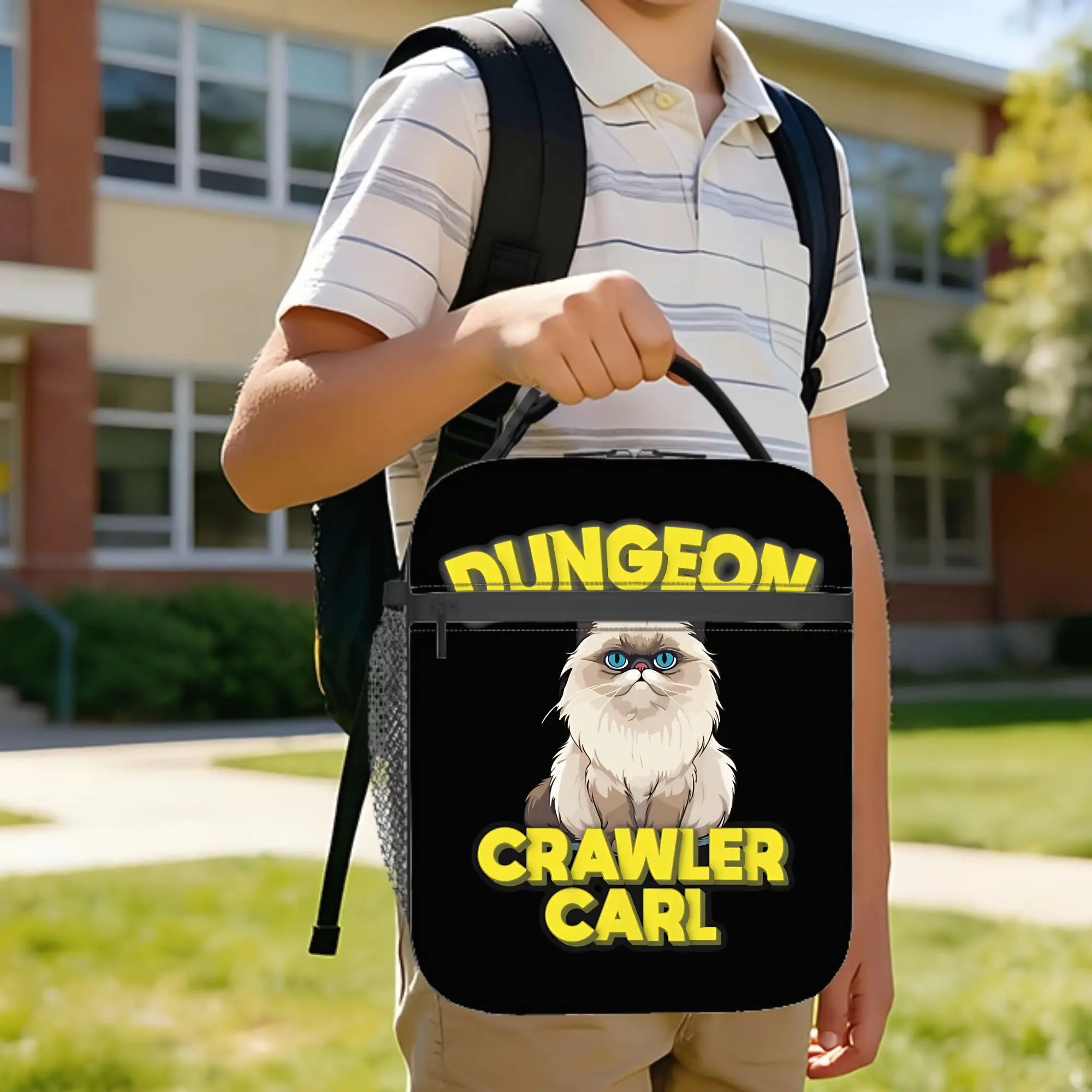 Dungeon Crawler Carl Cat Insulated Lunch Bags High Capacity Sci Fi   Meal Container Cooler Bag Tote Lunch Box Bento Pouch
