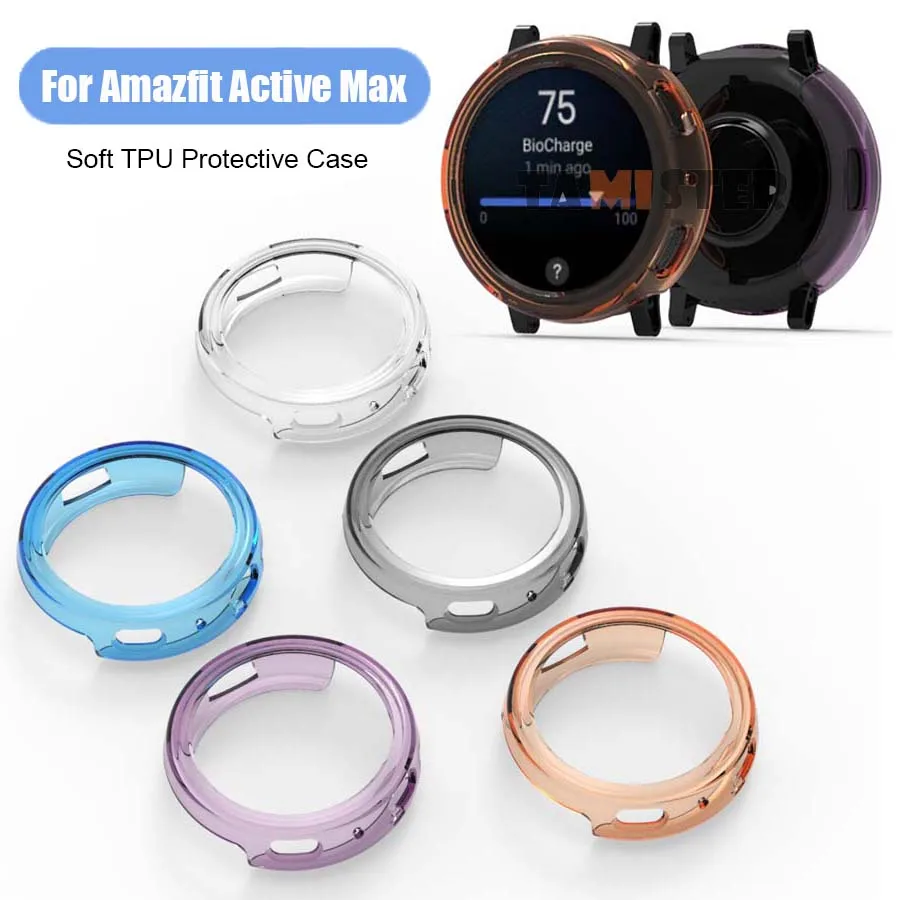 Capa de tpu macia para amazfit active max, capa protetora para amazfit active max, moldura protetora, acessório para relógio inteligente