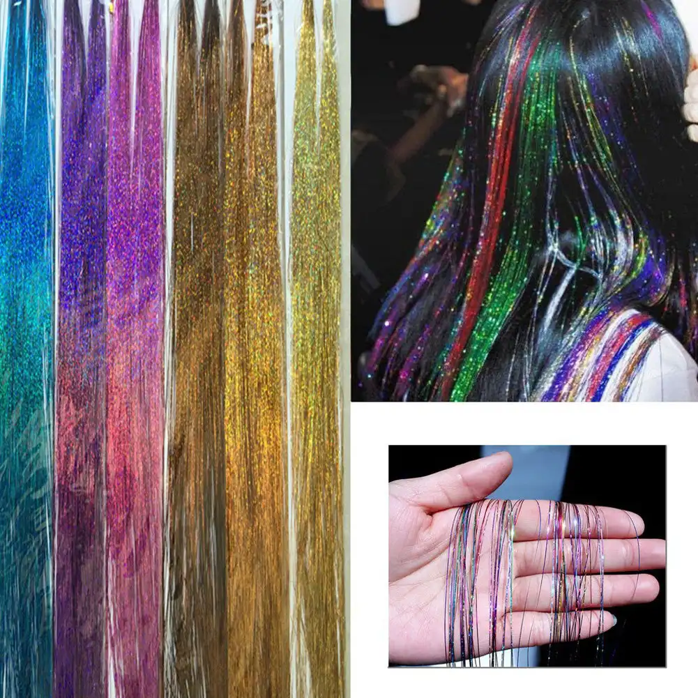 New Sparkle Hair Tinsel Heat Resistant Multi-color Colors 93cm Glitter Fairy Hair Accessories Perfect For Christmas New Year