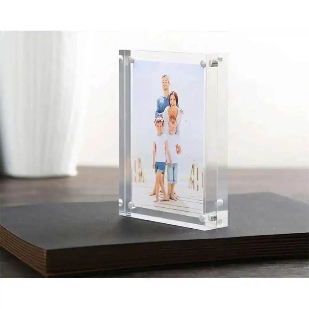 90*55mm Magnetic Acrylic Block Tabletop Menu Display Stand Menu Holder Menu Counter Display Stand Acrylic Picture Photo Frame