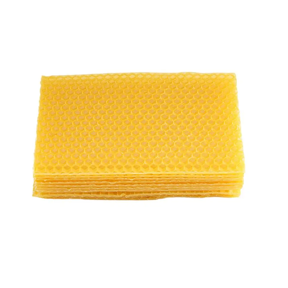 10Pcs Natural Beeswax Sheets Honeycomb Sheet Hive Cell Frame Wax Foundation for Candle Making Craft Beekeeping DIY Supplies