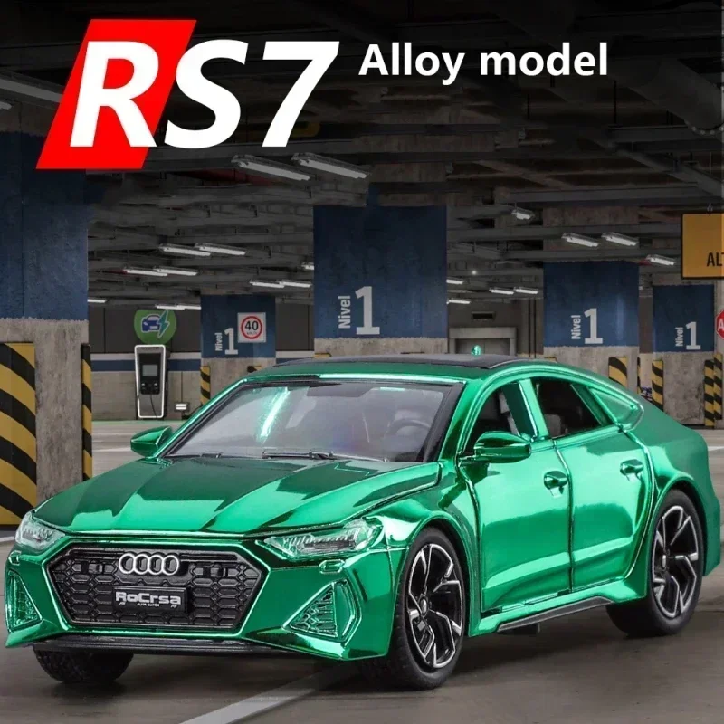 

1:32 Audi RS7 Quattro Sportback, миниатюрный автомобиль из сплава, литая под давлением металлическая шкала, модель автомобиля, коллекция звуков и светей, детский игрушечный автомобиль Mi