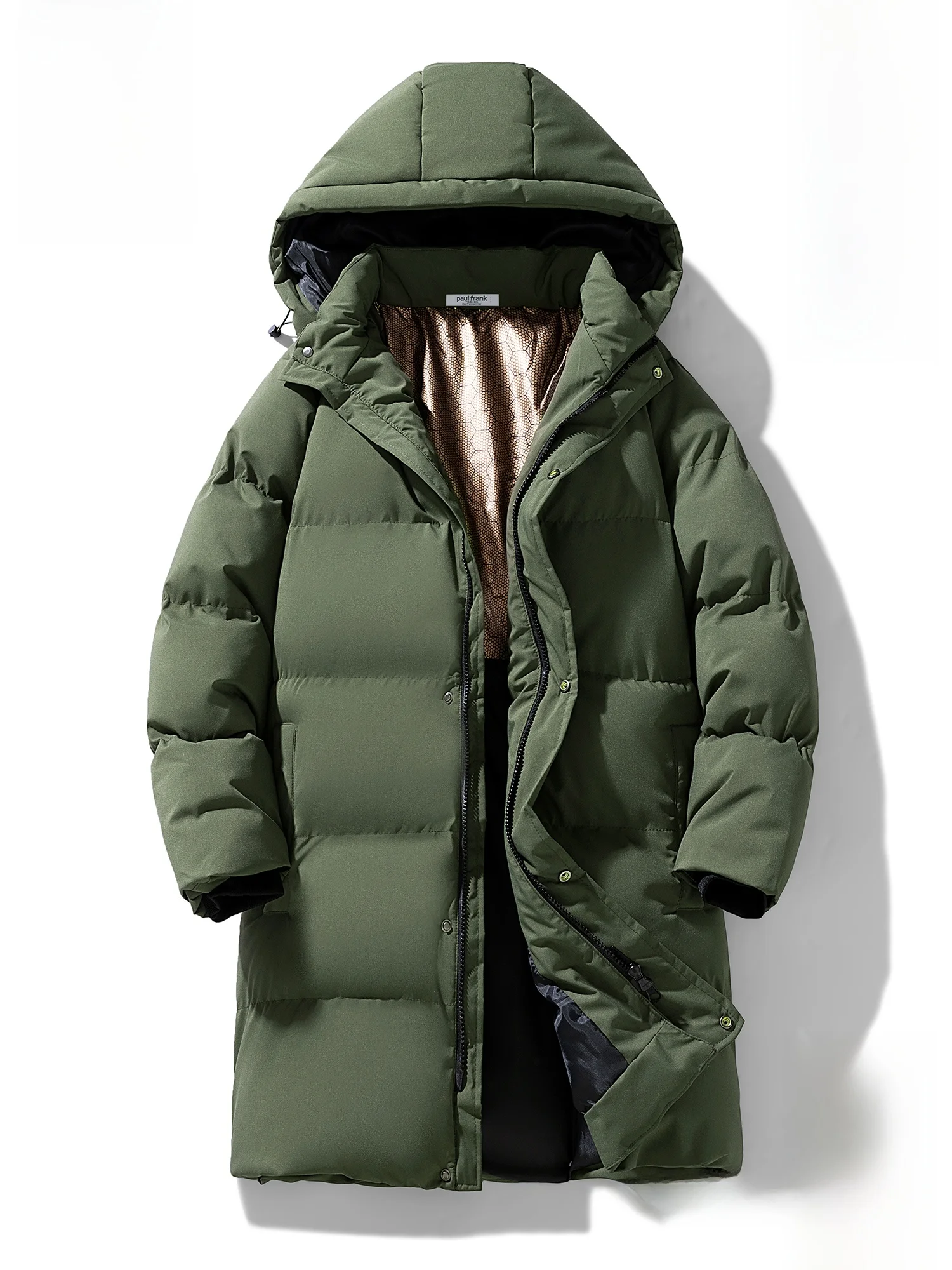 

PaulFrank Loose Fit Warm Cotton Jaet Men's Winter Casual Hooded Mid-Length Pure Color Large Mouth Monkey Polyester Fiber