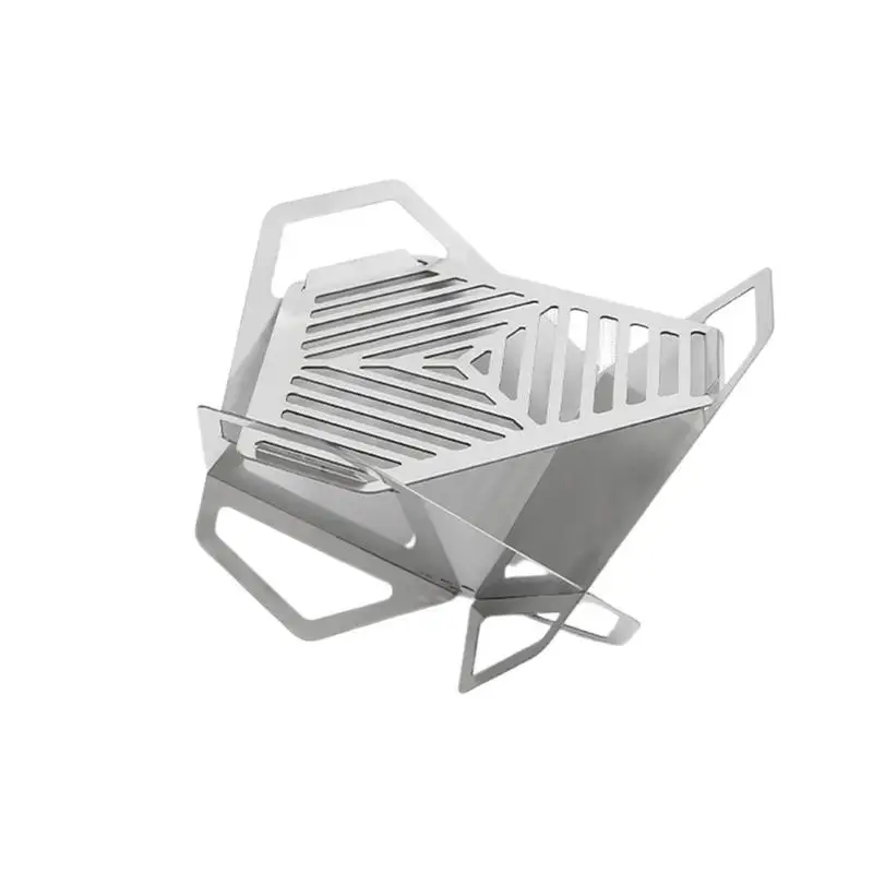 

Folding Portable Mini Grill Portable Triangle Camping Fire Pit Windproof Mini Stainless Steel Grill With Carrying Bag For