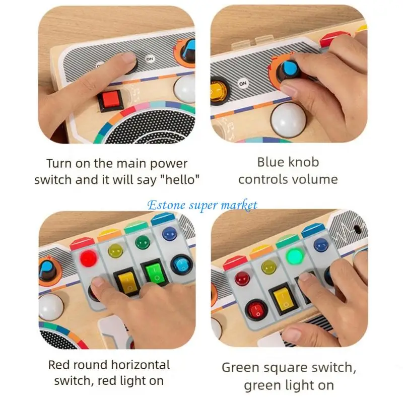 090B Develop Skills Tape Recorder Busy Sensory Board Toy Music Circuit Sound Effects Wooden for Children Play