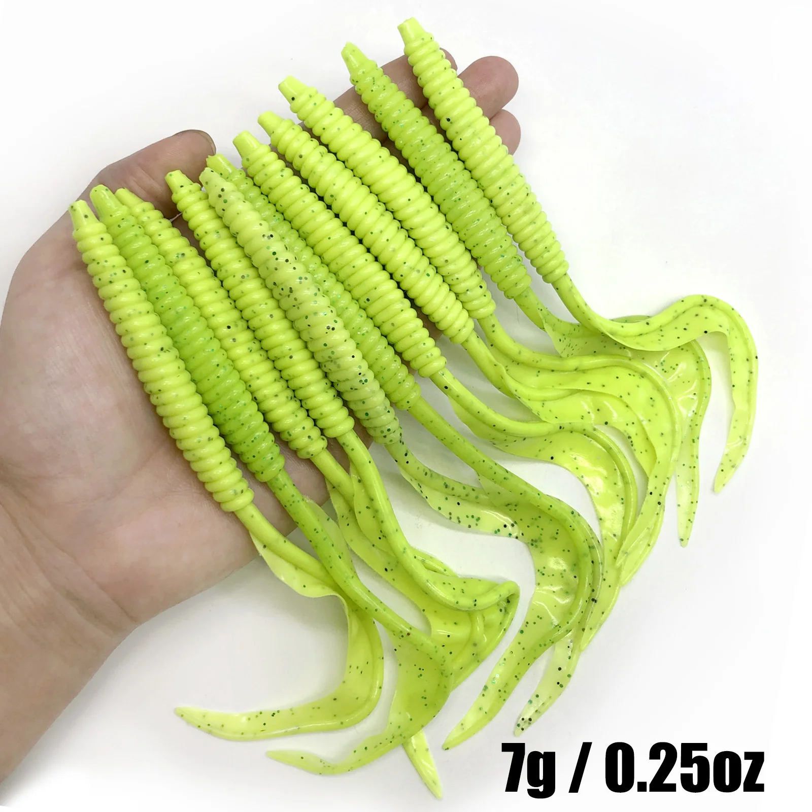 10 Stück/Set Lange Schwanzwürmer weiche Lockköder fischartige kunstliche Silikonköder für Barsch und Karpfen Leurre Fishing Lures lebensechte Angelköder flexible Lange Schwanzwürmer Lockköder 10 Stück/Packung – Detail 7