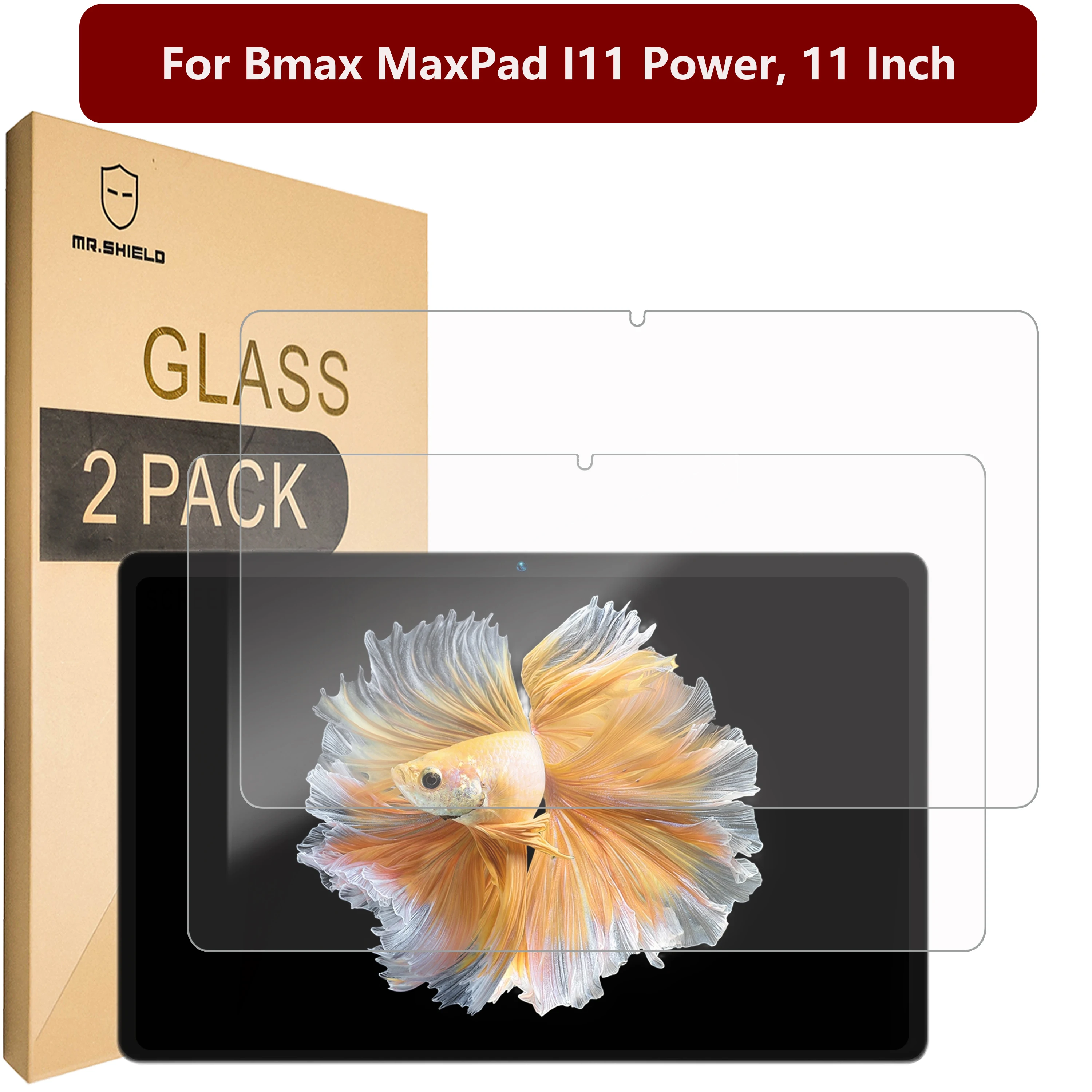 

Mr.Shield Screen Protector compatible with Bmax MaxPad I11 Power, 11 Inch [Tempered Glass] [2-PACK] [9H Hardness]