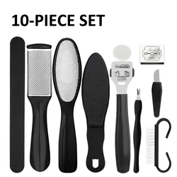 Aço inoxidável Pedicure Brush Set, Peeling e esfoliante Calos, Pé Scrubbing, Double-Sided Foot Care, Pedal Stone, 10 em 1