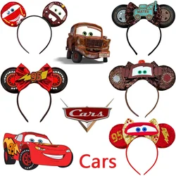 Pixar Cars Hair Accessories Women Disney 95 Lightning McQueen Hair Bands For Girls Sequins Bow Sheriff Mater Headbands Kids Gift