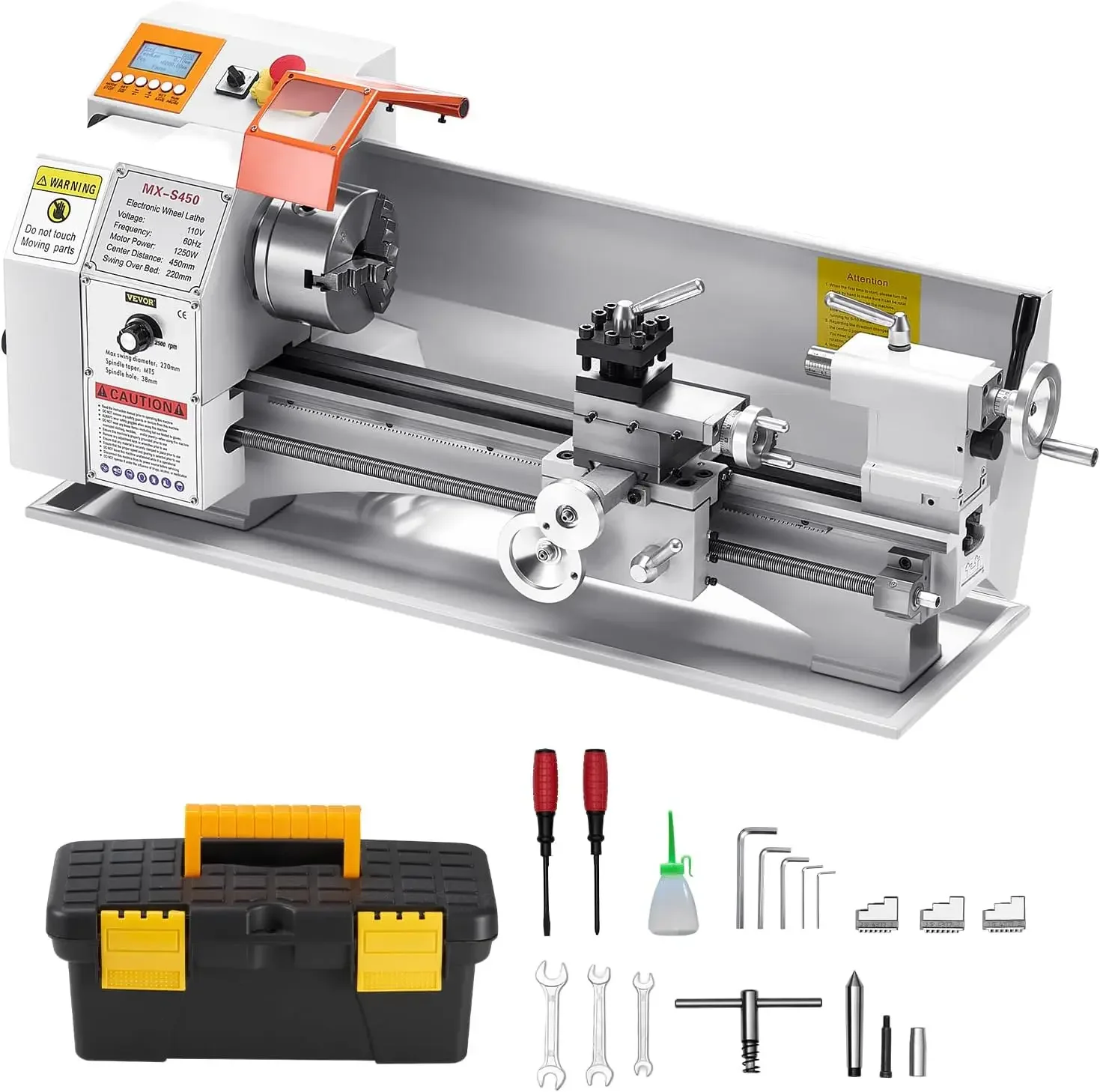 Metal Lathe Machine 8 7 x 18 in Precision Bench Power Metal Lathe Automatic Feed 0 2500 RPM Variable Speed 1250W Brushless