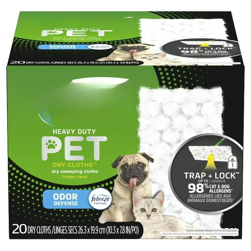 

Сменные насадки для пылесоса Sweeper Pet Heavy Duty Dry Multi-Surface Cloth Refills, для чистки пола, 20 штук