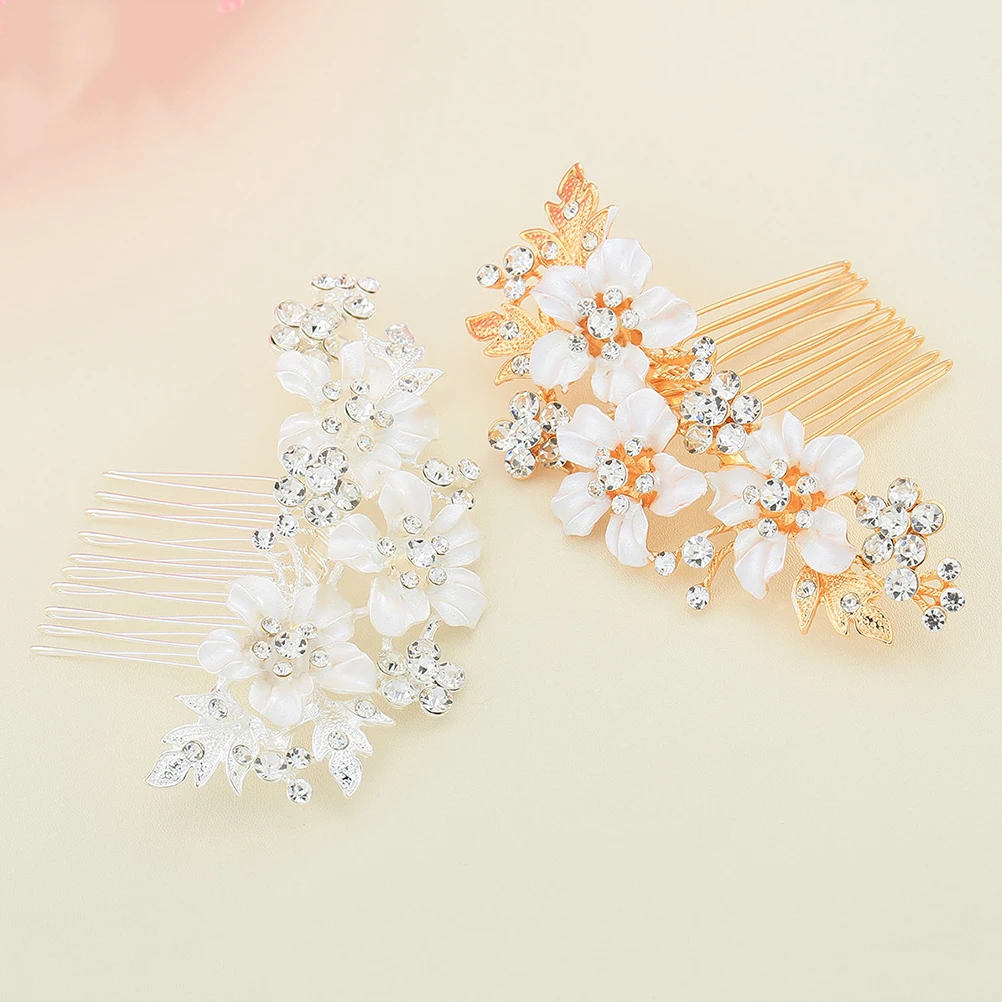 

Rhinestone Flower Hair Comb Elegant Bridal Wedding Accessory Shiny Rhinestone Flower Design Charm Women Girls Engagement