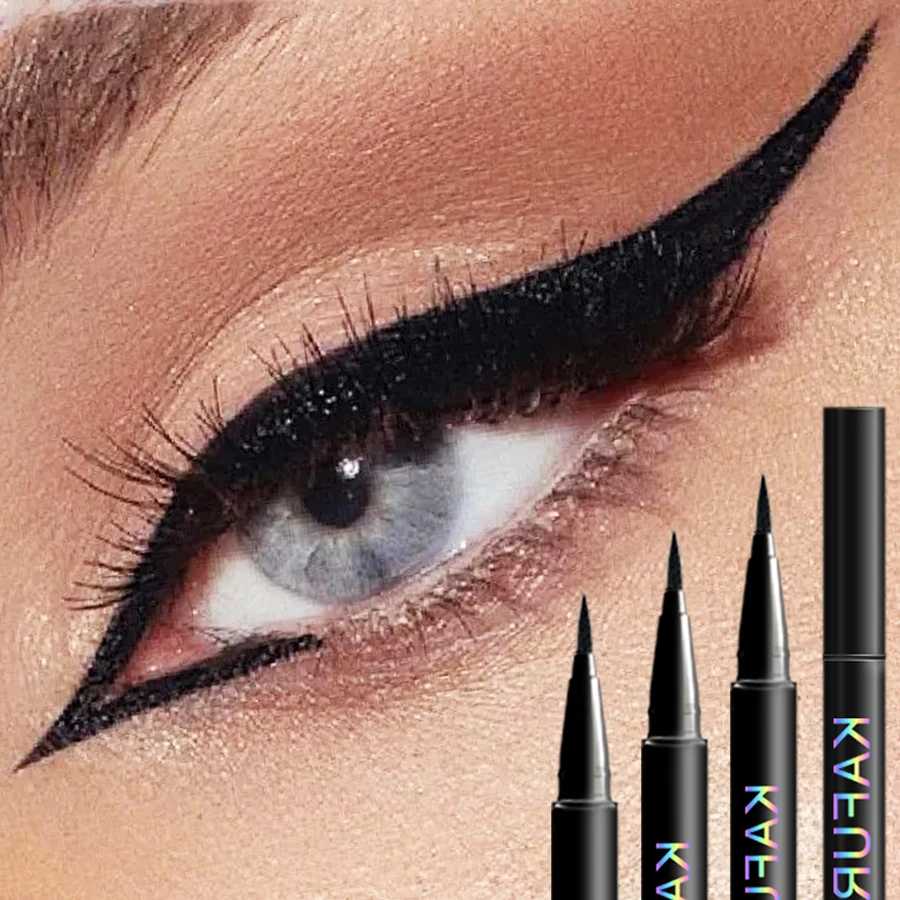 1 Stück schwarzer, schnelltrocknender Eyeliner-Stift für langanhaltendes, geschmeidiges, mattes Augen-Make-up, wasserfest, wischfest, flüssiger Eyeliner-Stift_voghion.com