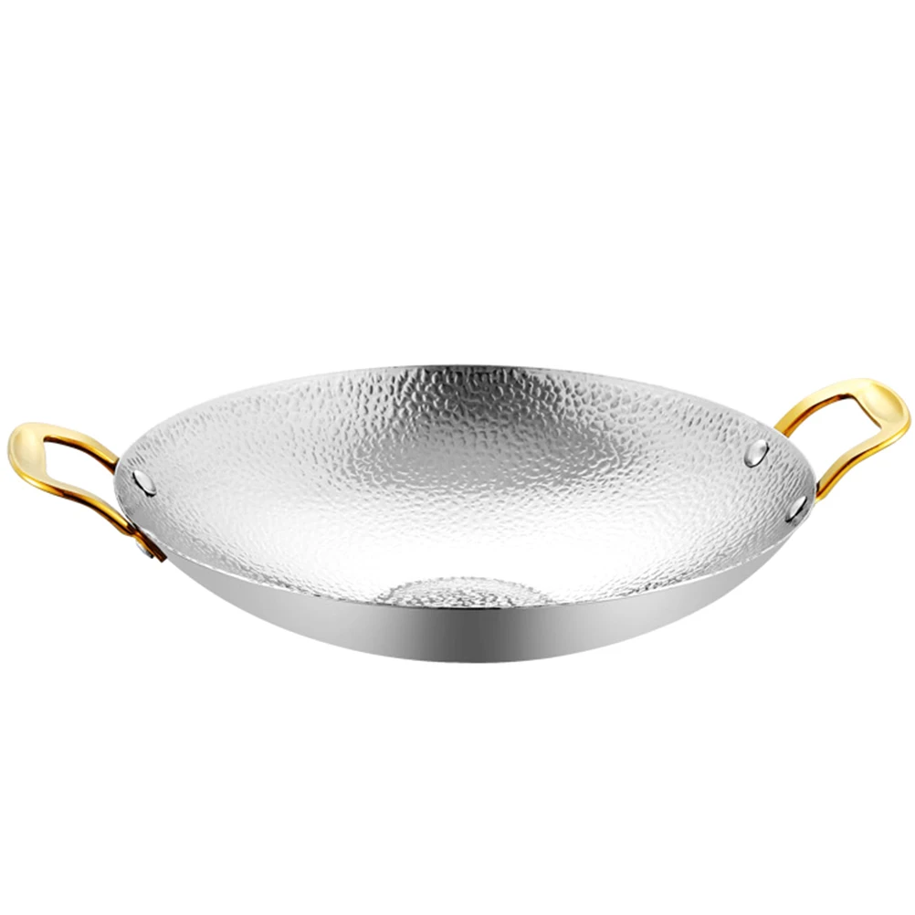 

1pc Stainless Steel Hammered Texture Dry Korean Style Cooking Pot High Temp Resistant Seafood Hot Pot Easy Clean Creative