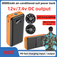 30000mAh Portable Power Bank USB Fast Charging for 12V Air-conditioned Clothing Battery 7.4V Cooling Clothing for Phone Charging
