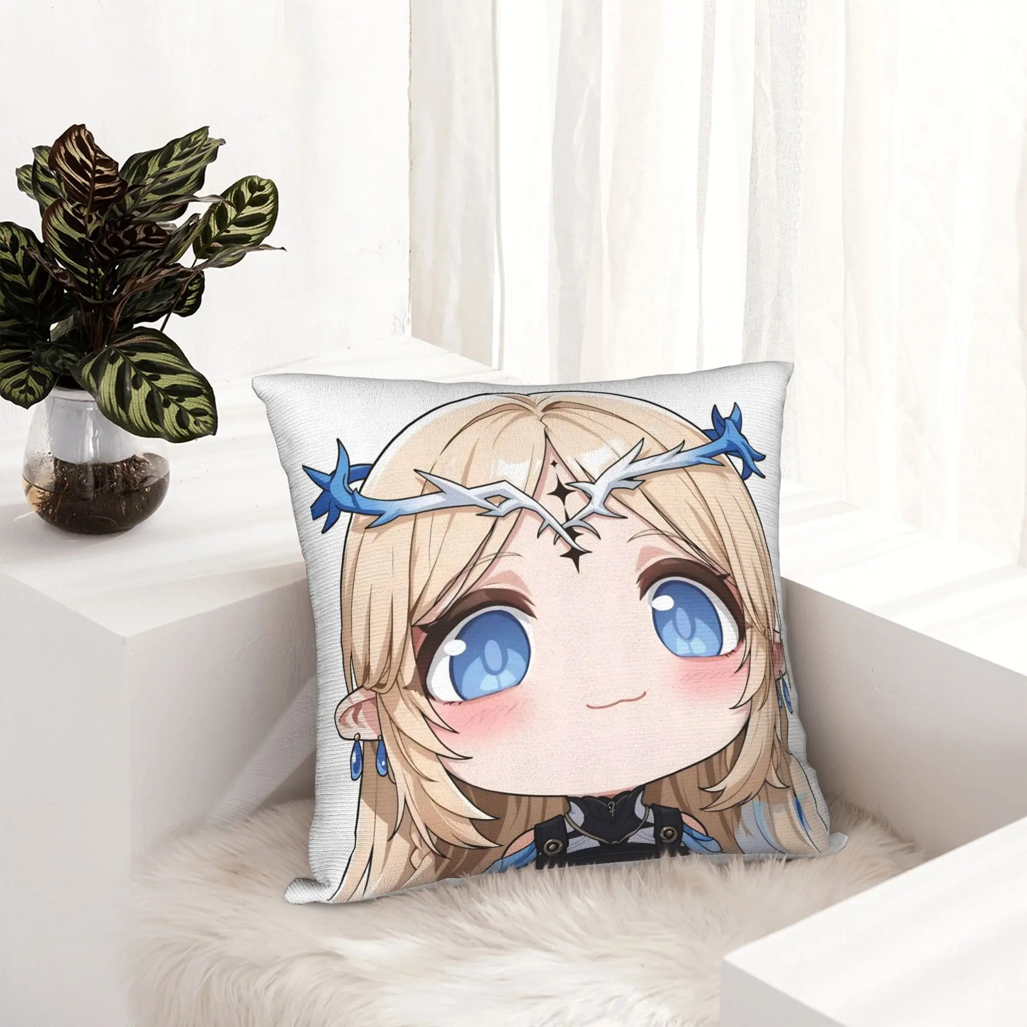 Wuthering Waves Cute Q Version Pillowcase Soft Fabric Cushion Cover Decorative Cartethyia Pillow Case Cover Home Zippered 45*45