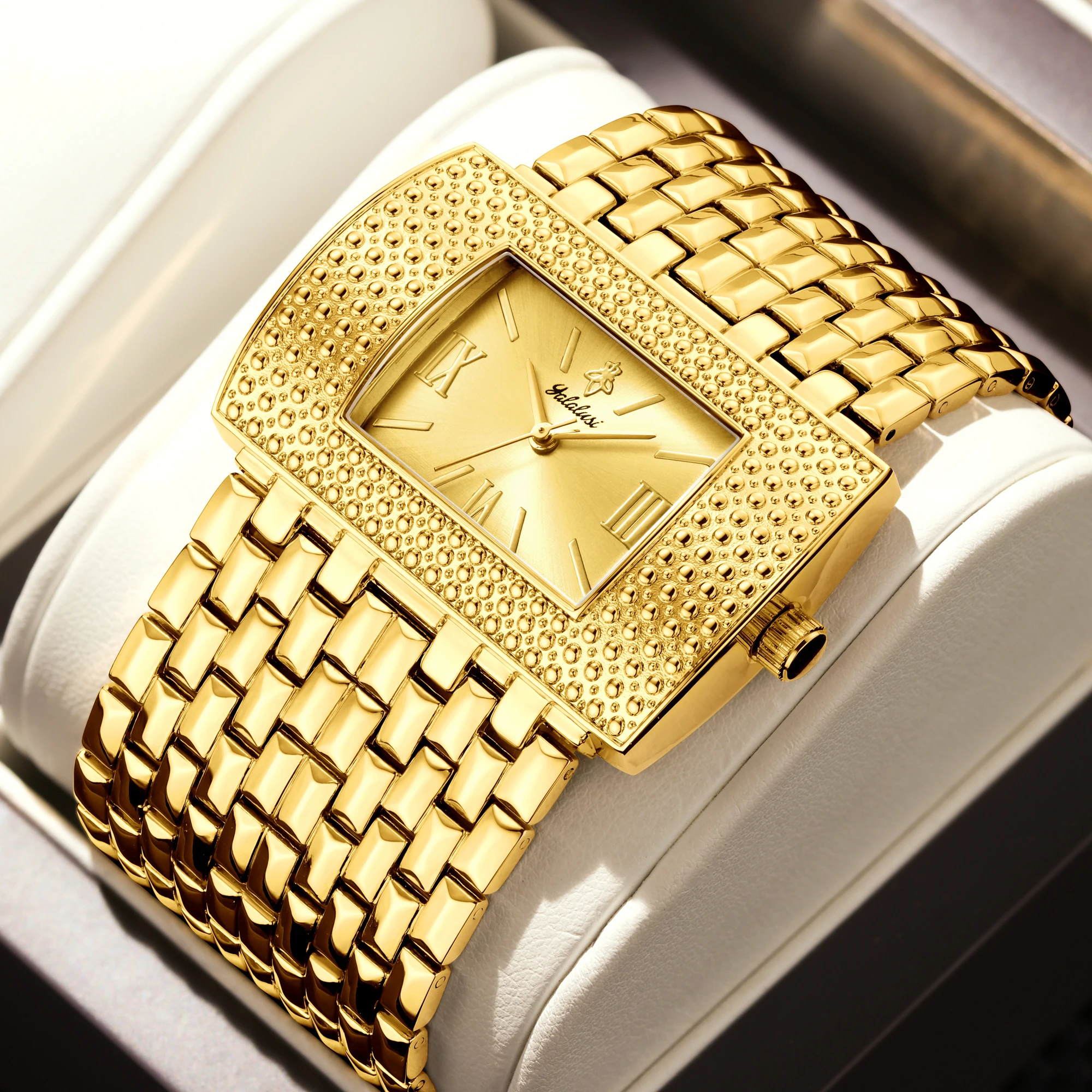 YaLaLuSi Women's Quartz Watch Sculpted Gold Color Elegant Gorgeous Style With Box Watch Remover 2024 Hot New Ion Plating