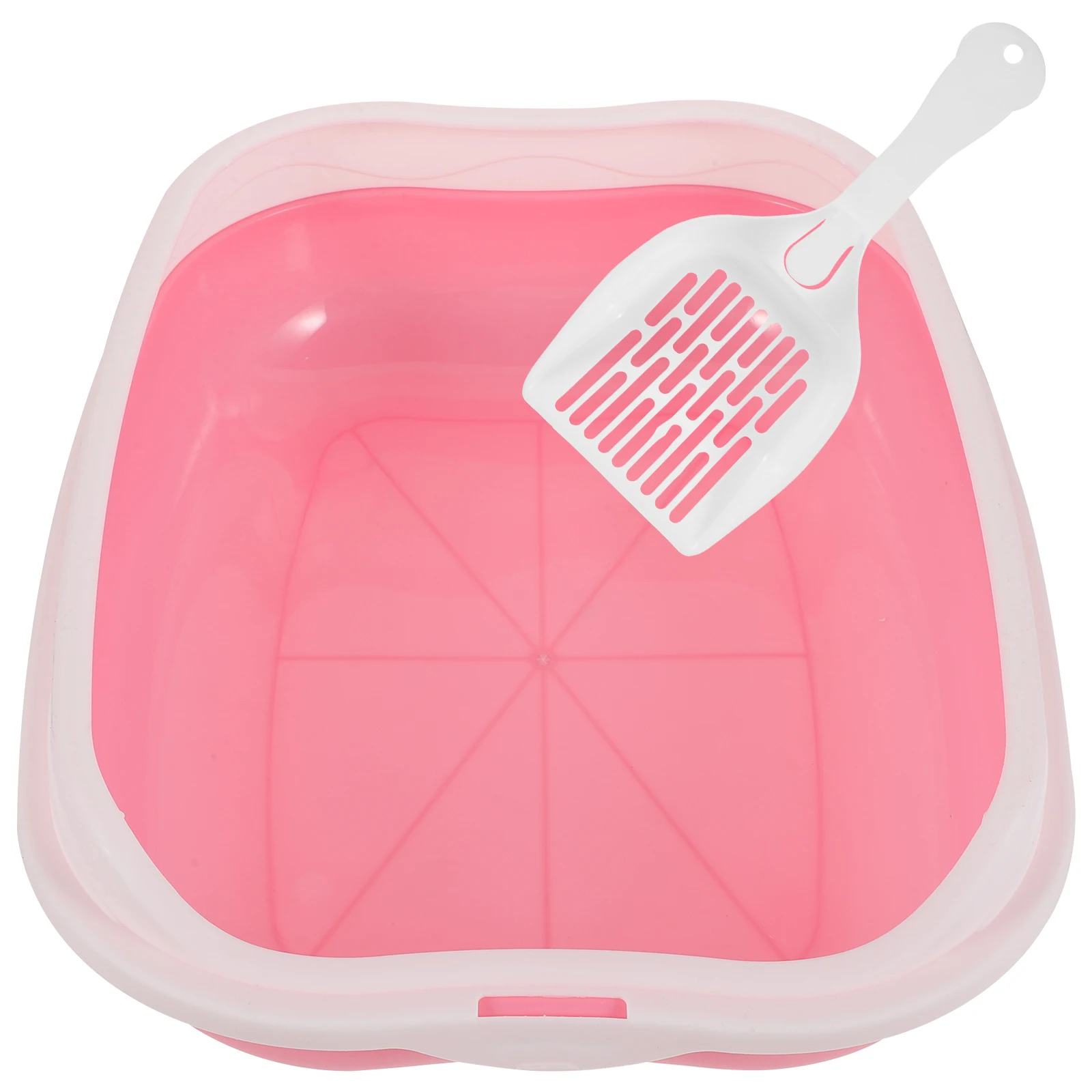 

Cat Litter Box Half Closed Kitten Plastic Pink Large Capacity Spill Prevention Design Open Type Breathable Pet