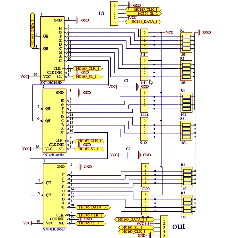 74 hc165 per ingresso operativo per registro a scorrimento shift_registrs sulla scheda di espansione chiave