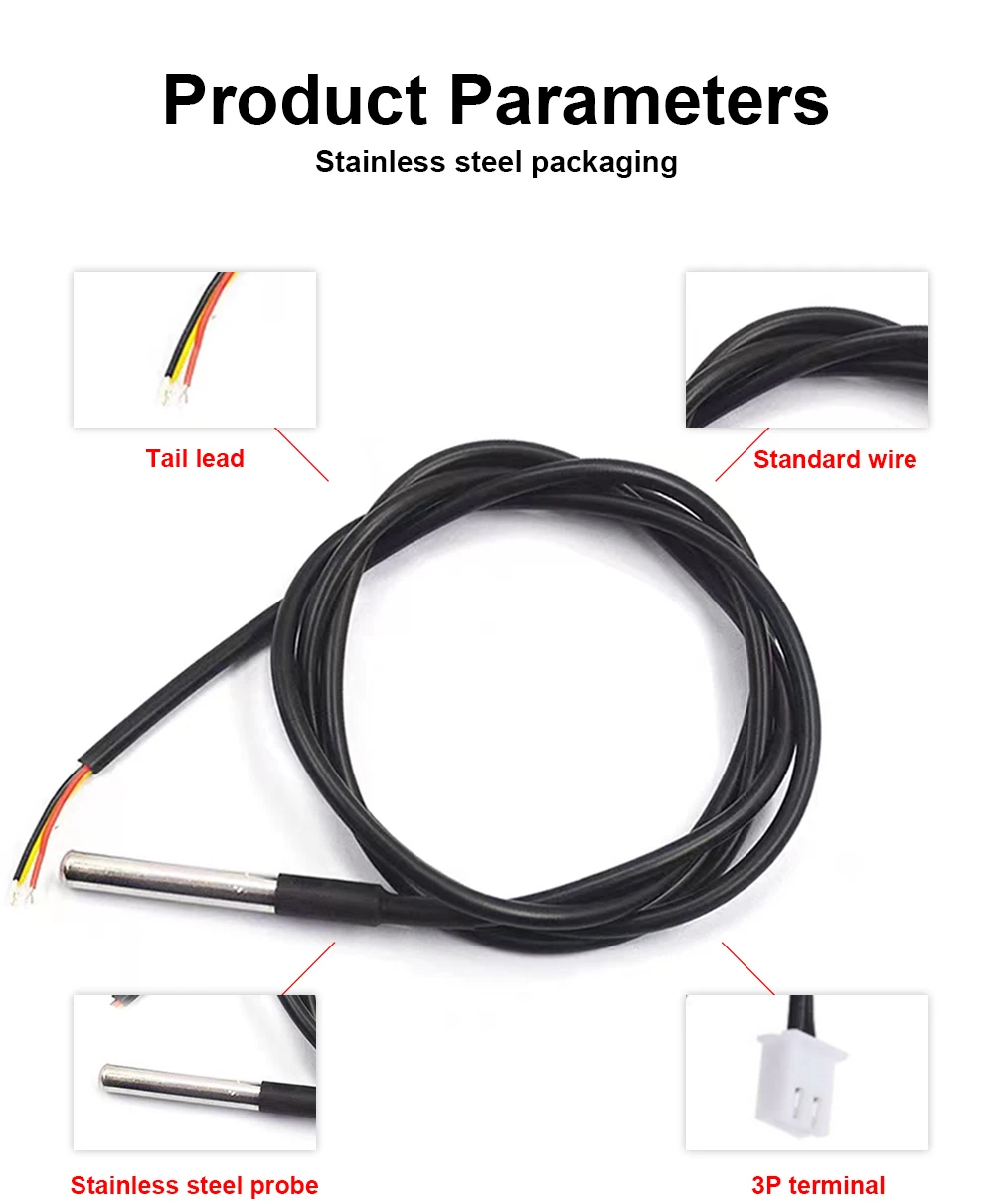DS18b20 Edelstahl Wasserdicht 1/2/3 m Gewinde Temperatur Sonde Temperatur Sensor 18B20 Kabel Für Arduino – Detail 2