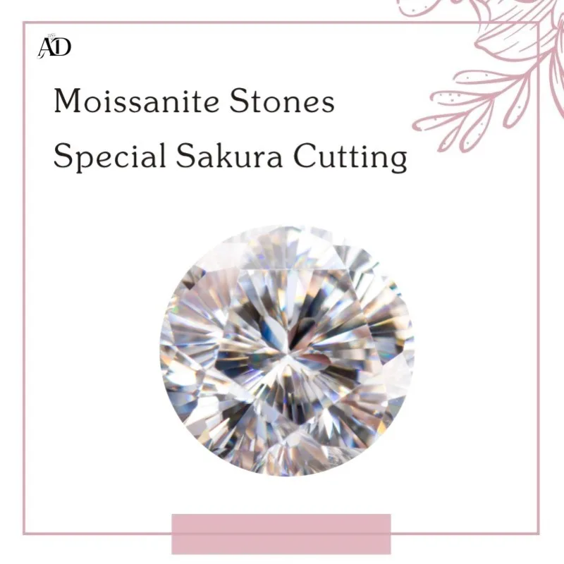 

Moissanite Stones Round Special Sakura Cutting D Color VVS1 with GRA Certificate Gemstone Charms Beads