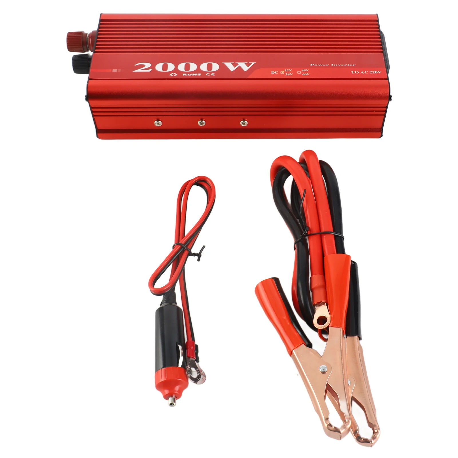 2000 W Auto-Wechselrichter, modifizierte Sinuswelle, USB-Ladekonverter-Adapter für DC 12 V/24 V auf AC 220 V