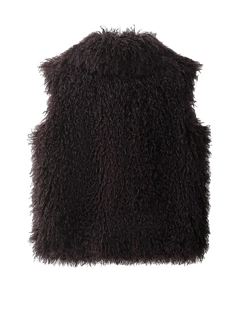 HH Frauen Mode Vielseitig Solide Drehen-unten Kragen Künstliche Pelz Weste Herbst 2025, Weibliche Einfache Kausalen Dünne Ärmelloses Top