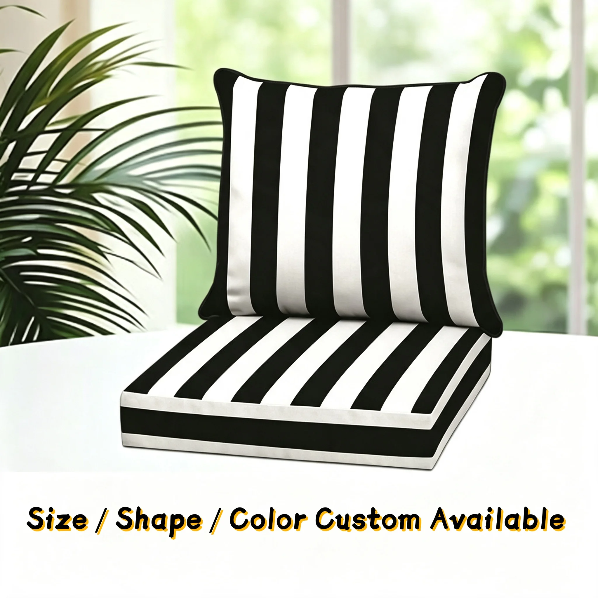Waterproof Stripe Bench Cushion Back Cushion Pillow Set Outdoor Sunscreen Seat Cushions Chair Pillow Cushion for Sofa Bench Seat
