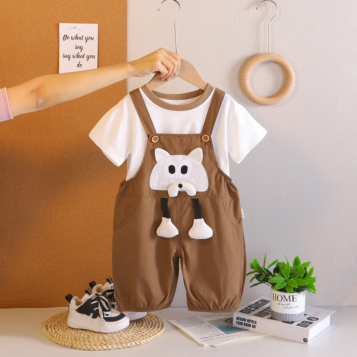 

Baby Boys Girls Summer Cartoon Fox Overalls and Short Sleeve T-shirt 2Pcs Outfit Infant Casual Cute Jumpsuit Toddler Boy Clothes