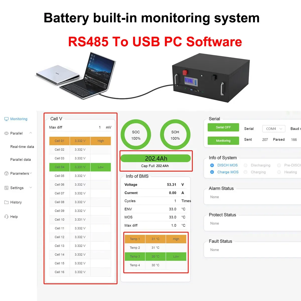 LiFePO4 48V 100AH 200AH 150AH Battery Pack 51.2V 5KW Lithium Solar Battery Rechargeable Battery 6000+ Cycles For Inverter