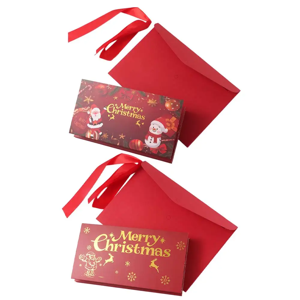 

2 Set Santa Claus Christmas Money Card Envelope 6 Card Positions Lucky Folding Banknote Card Navidad Elk