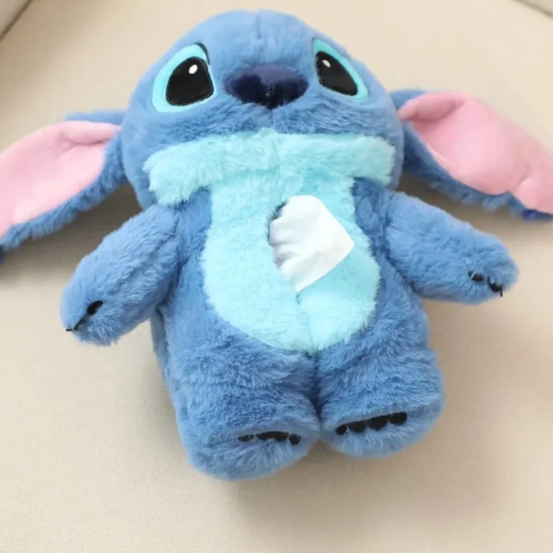 Anime Lovely farcito peluche Stitch Cute Stitch Tissue Cover scatole di fazzoletti per auto sedile posteriore appeso scatola di fazzoletti custodia in peluche