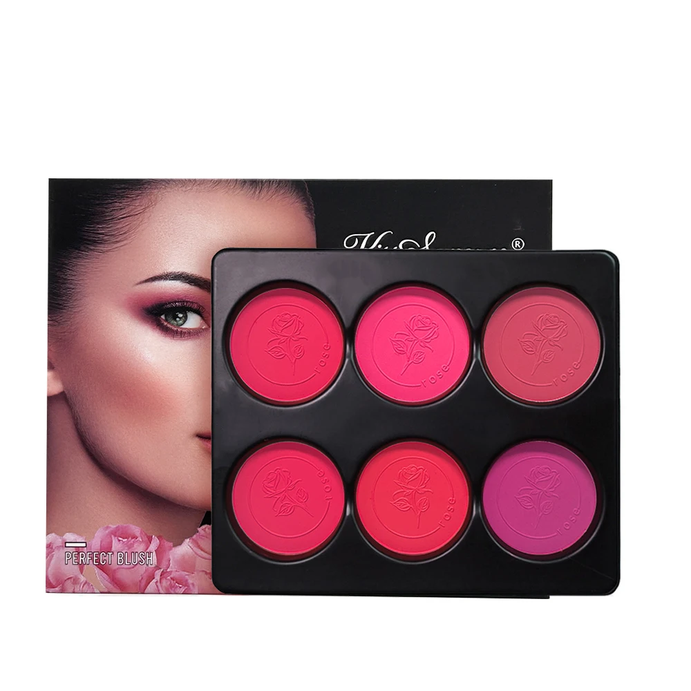 6 Colors Blush Palette for Cheeks,Face Matte Contour Blush Makeup Palette,Buildable Shimmer Facial Cheek Blusher Shades