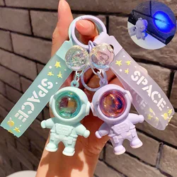 Cute Astronaut Couple KeyChain Cartoon Man Light Glowing Keychain Blue Light Luminous Keychain Girl Bag Backpack Decoration Gift