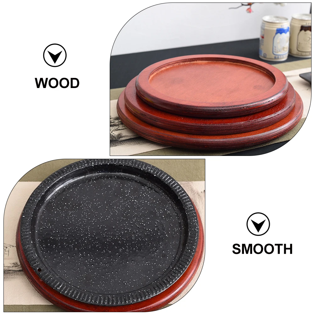 

Insulated Wooden Pot Mat Holder Casserole Kitchenware Holders Thickened Base Tray Small Round Stone Bowl