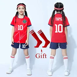 Children Football Jerseys Boys Soccer Clothes Sets Short Sleeve Kids Football Uniforms Girls Soccer Tracksuit Jersey with socks