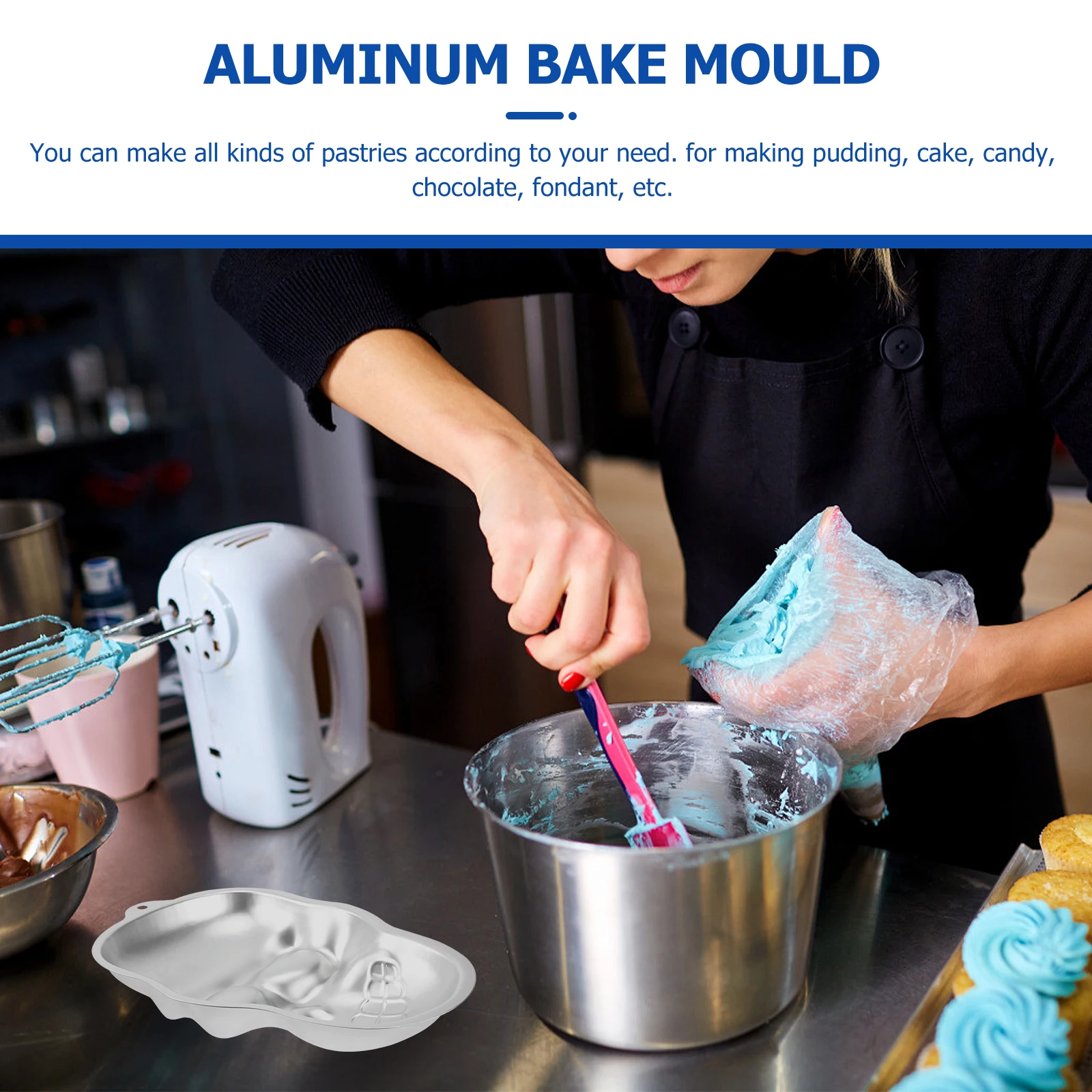 

Skull Cake Mold Halloween Aluminum Baking Mould Fondant Chocolate Pudding Candy Bake Mold Choco Kitchen Tool