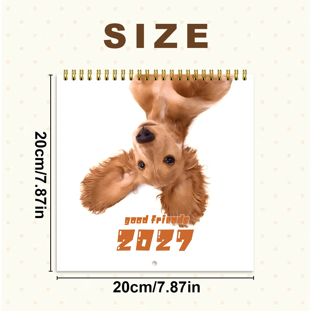 2027 Cute Cocker Spaniel Wall Calendar Good Friends Puppy Pattern Hanging Monthly Planner Organizer for Bedroom Office Decor
