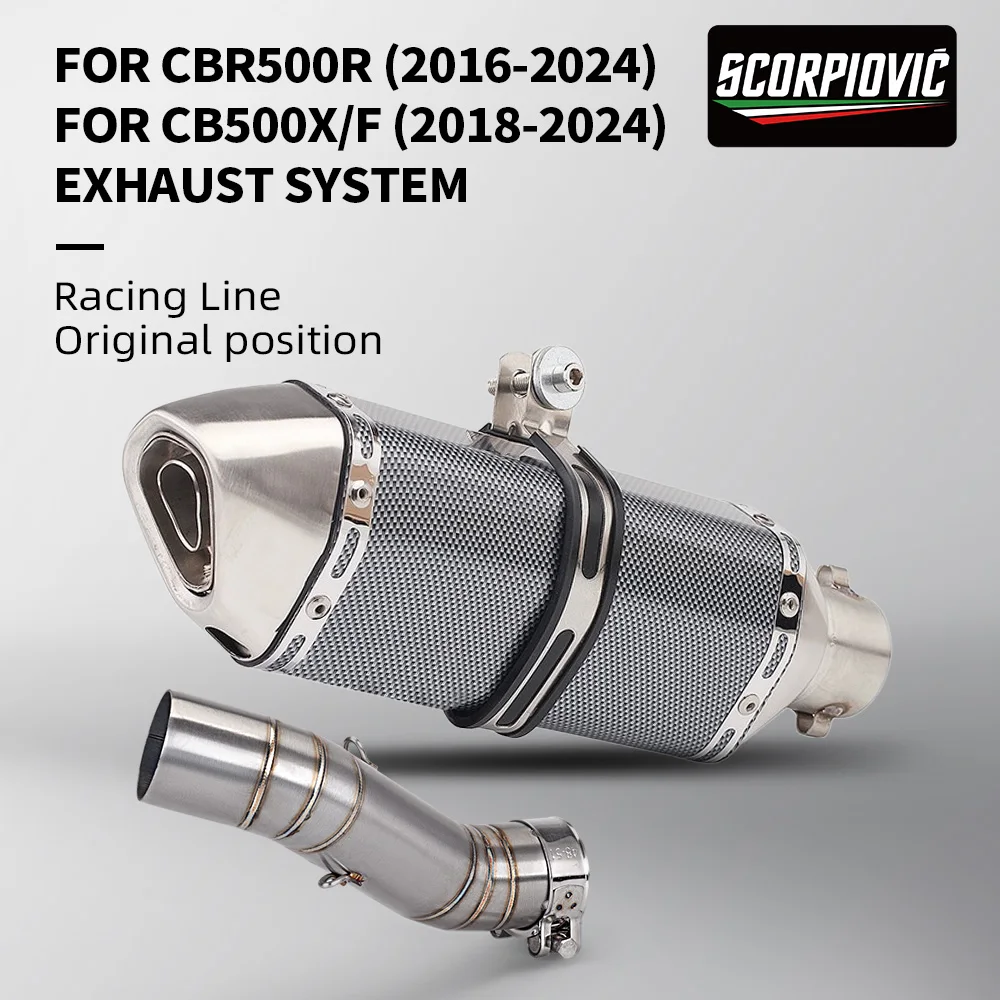 For CB400 CBR400 CB500F CB500X CBR500 CBR500R 2016 - 2022 Motorcycle Exhaust Escape Moto mid Link Pipe 51mm Muffler - view 2