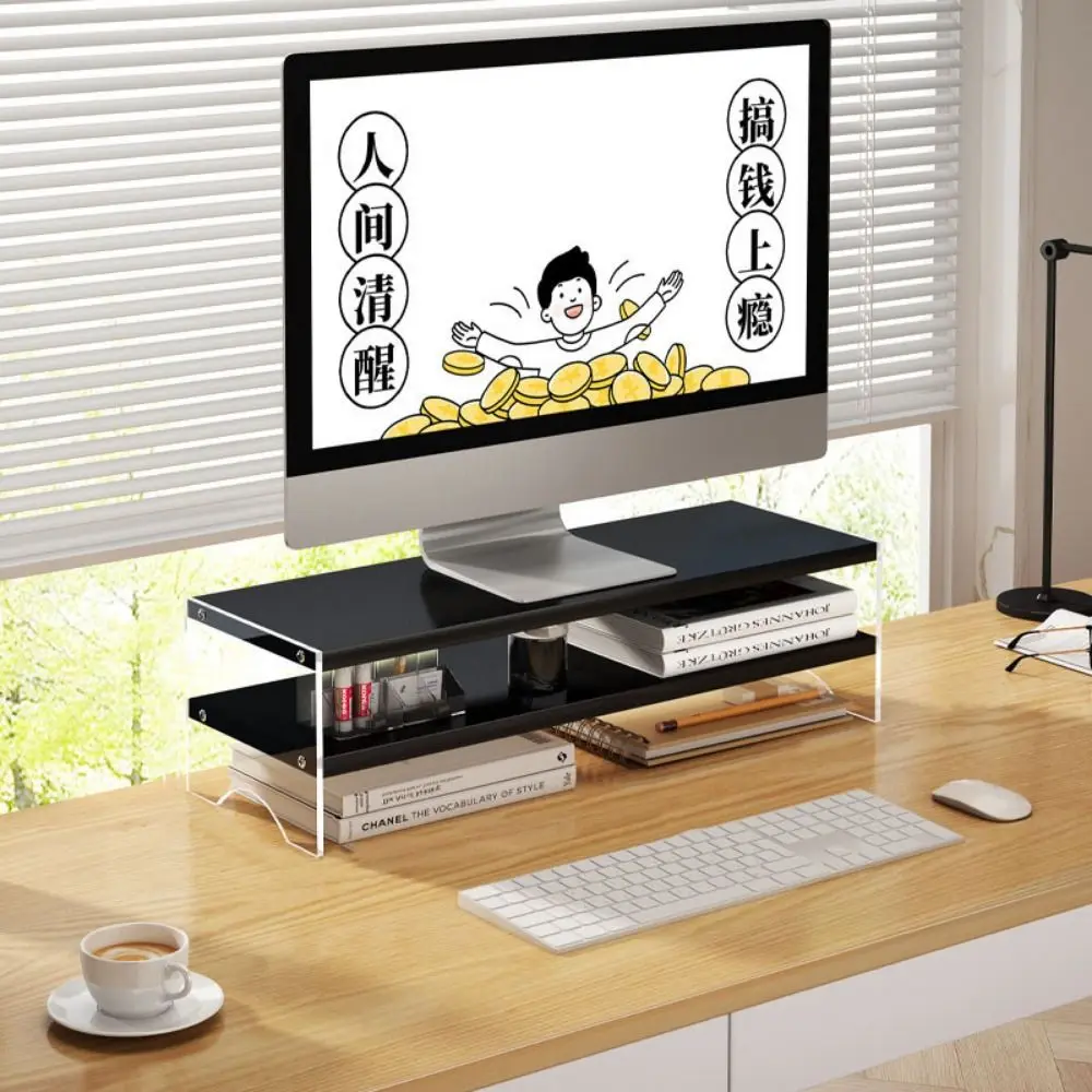 

Single/Double Layers Acrylic Floating Computer Stand Protect Neck Clear Foot Desktop Laptop Riser Non-slip Space-Saving