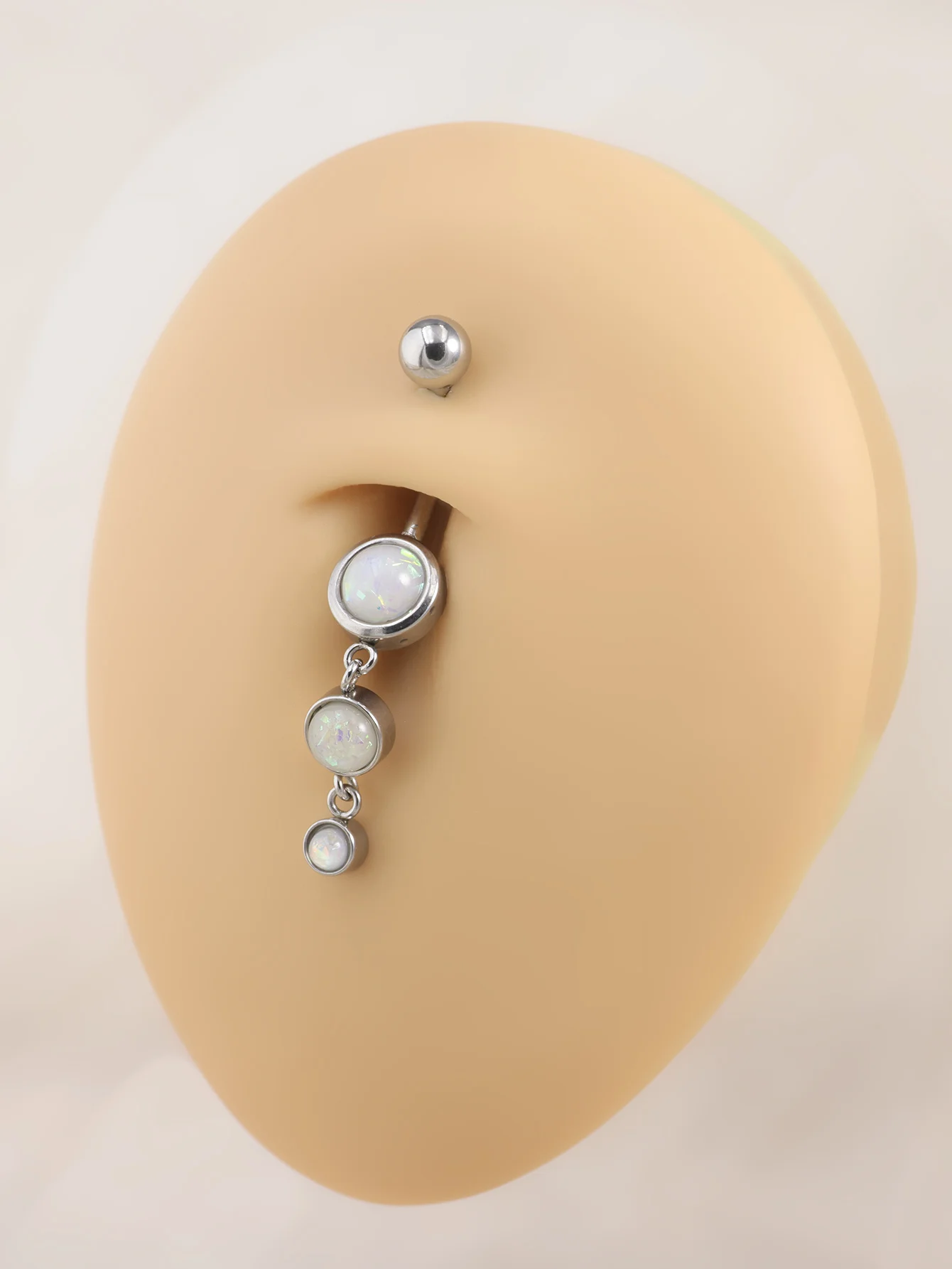 1Pc Opal Stone Dangle Navel Piercing Hyposensitivity Stainless Steel Opal Belly Button Ring Women Body Piercing Aobao Navel Ring