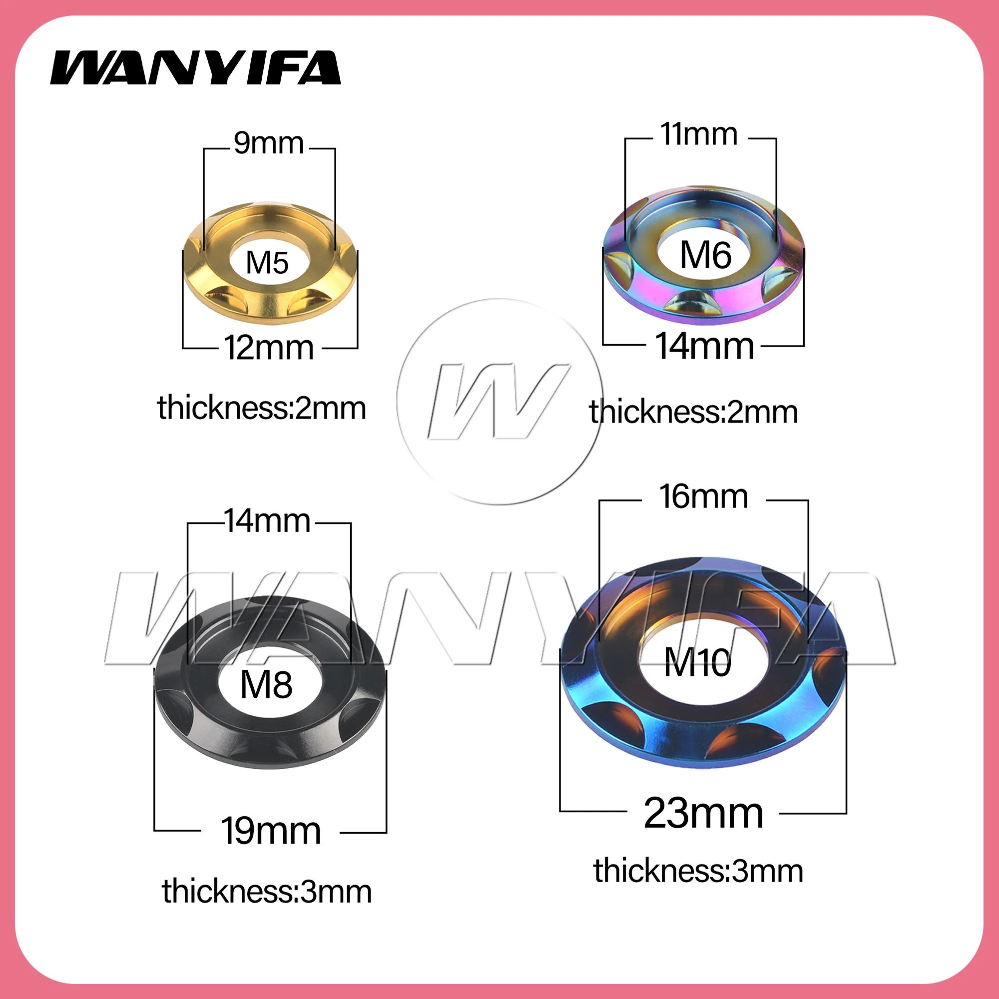Wanyifa  Titanium Washer  M5/M6/M8/M10 Decorative Stepped Washers For Motorcycle Bicycle And Car Modification Fasteners