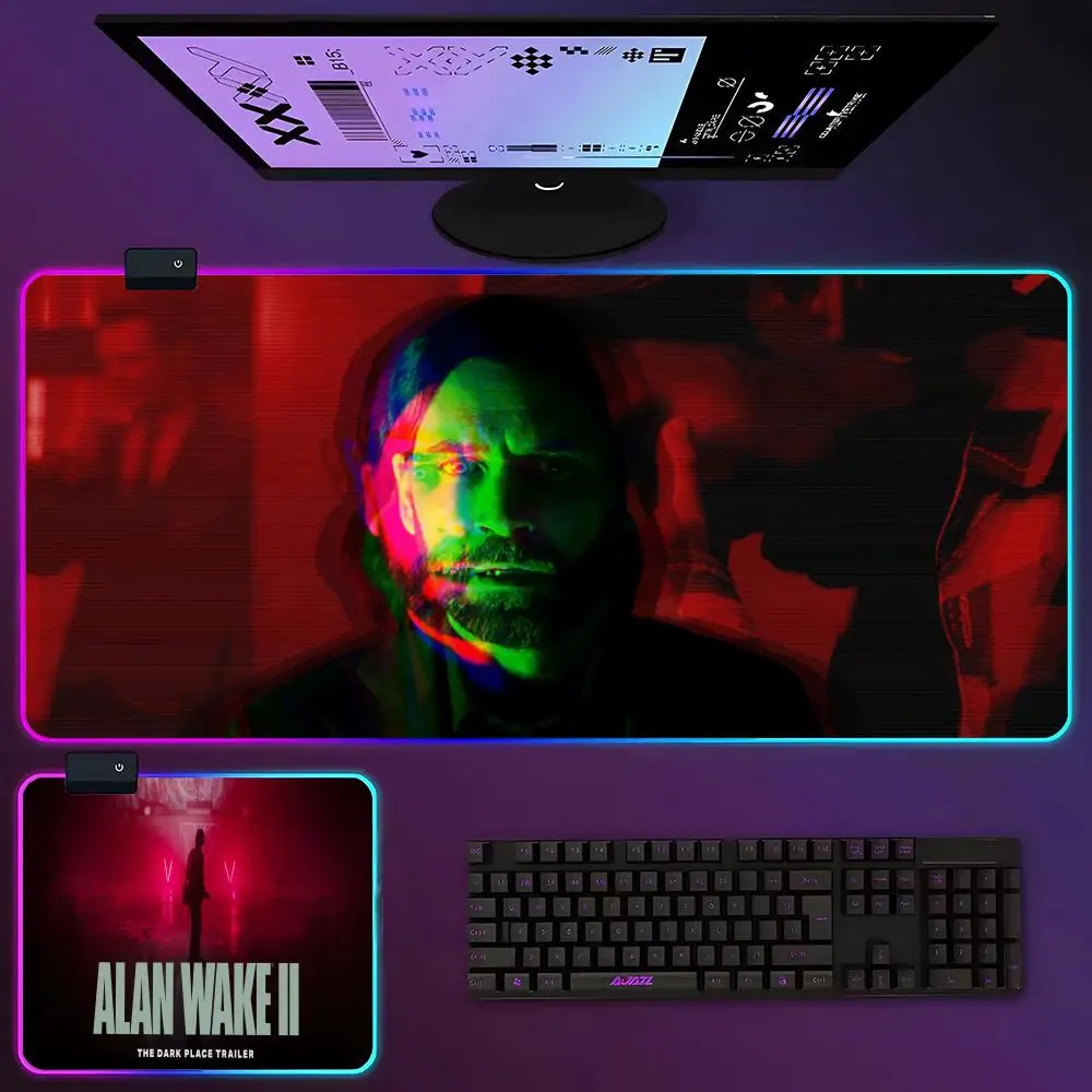 Game Alan Wake 2 Mouse Pad RGB Luminous 900x400x3mm Thickened  Large Table Pad Encrypted Anti Skid Super Large Mouse Pad