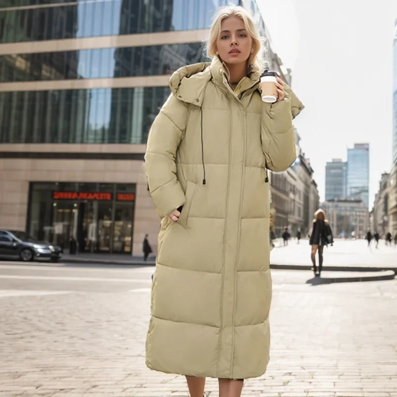 Winter lange Parkas warm verdickte Kapuze Baumwolle gepolsterte Jacke Puffer Jacke Frauen Kleidung lässig losen Schnee anzug wind dichten Mantel