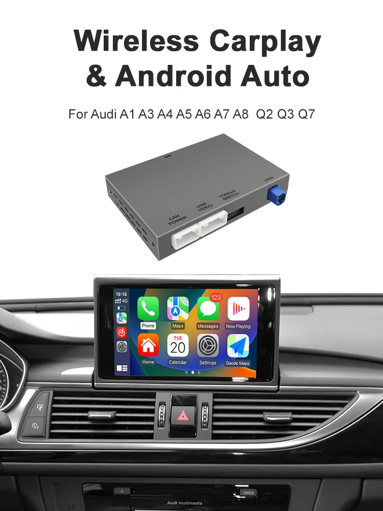 Neues Original-Auto-Upgrade-Zubehör: Kabelloses Carplay und Android Auto für Audi Q5 B8 A4 A5 2009-2016 mit AirPlay, Mirror Link, Bluetooth, Navigation und Siri