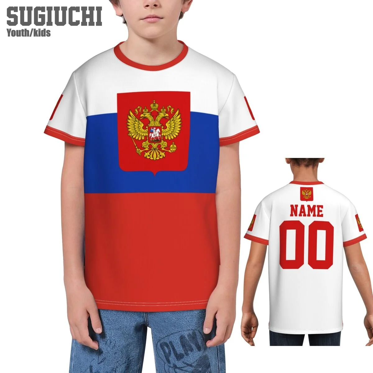 

Пользовательское имя, номер, флаг России, эмблема, 3D футболки для детей, молодежные футболки для мальчиков и девочек, футбольные фанаты, подарочная футболка