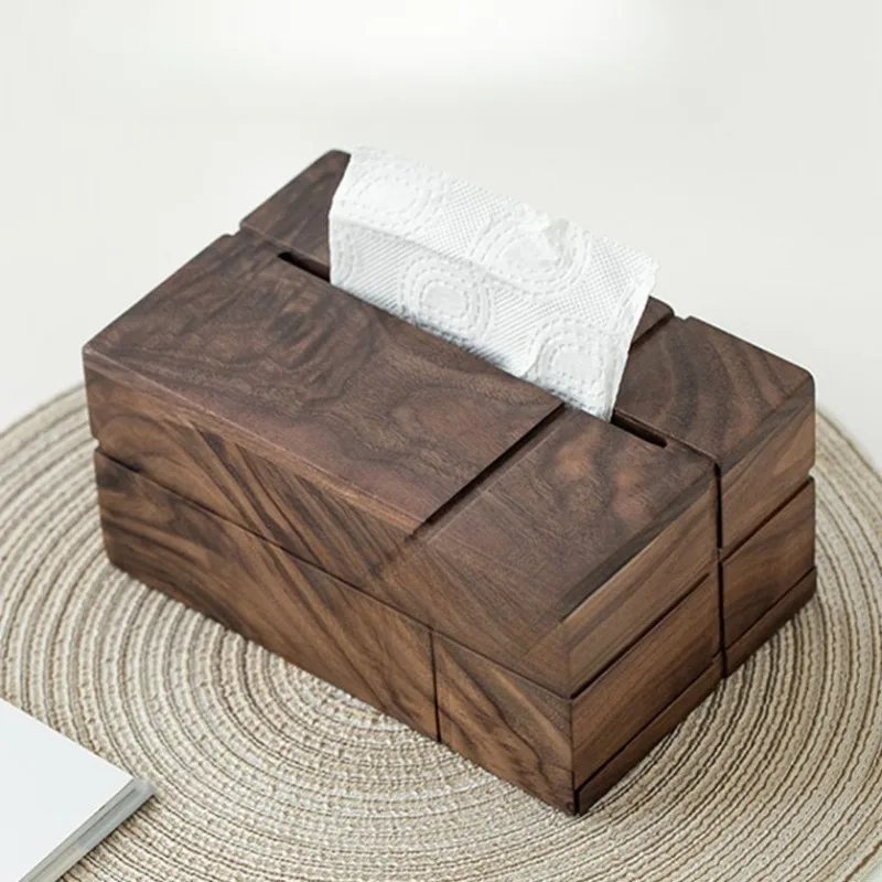 Living Room B & B Hotel Black Walnut Storage Creative Home Dining Room Wooden Tissue Box Paper Drawing